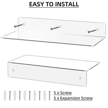 Display4top Clear Acrylic Floating Shelves Set of 2