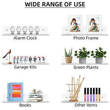 Display4top Clear Acrylic Floating Shelves Set of 2