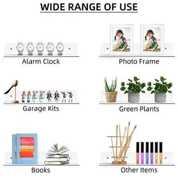 Display4top Clear Acrylic Floating Shelves Set of 2