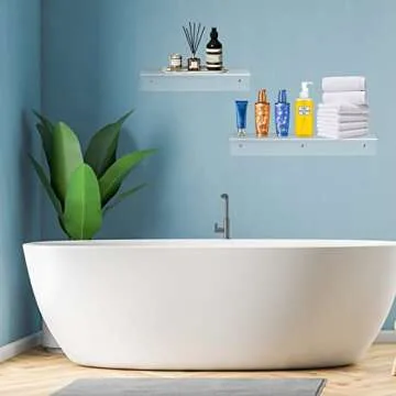 Display4top Clear Acrylic Floating Shelves Set of 2