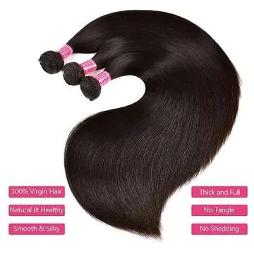 10A Straight Brazilian Human Hair Extensions - 3 Bundles