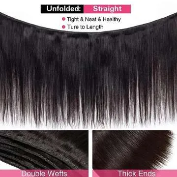 10A Straight Brazilian Human Hair Extensions - 3 Bundles