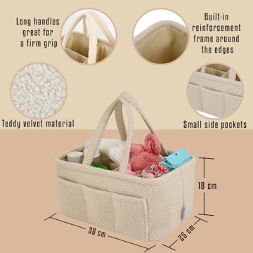 YelloIris Baby Diaper Caddy - Stylish Sherpa Organizer