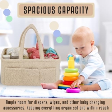 YelloIris Baby Diaper Caddy - Stylish Sherpa Organizer
