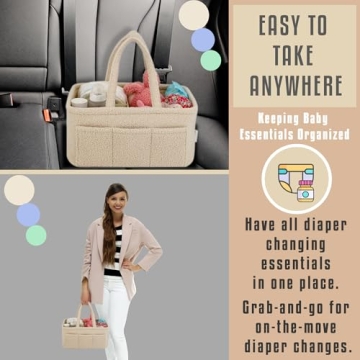 YelloIris Baby Diaper Caddy - Stylish Sherpa Organizer