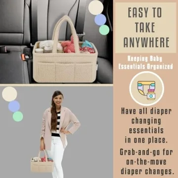YelloIris Baby Diaper Caddy - Stylish Sherpa Organizer