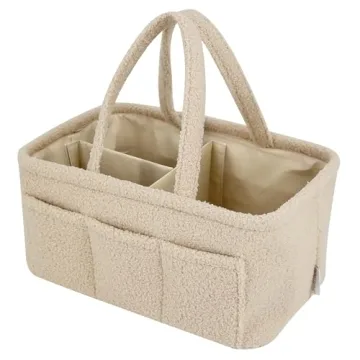 YelloIris Baby Diaper Caddy - Stylish Sherpa Organizer
