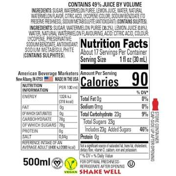 Watermelon Reàl Infused Exotics, Watermelon Puree Infused Syrup, 16.9 FL OZ Squeezable Bottle