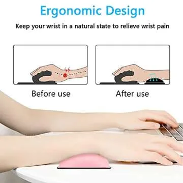 Dapesuom Mouse Wrist Rest, Ergonomic Memory Foam Mouse Wrist Support, Leather Hand Rest Pad Cushion ...