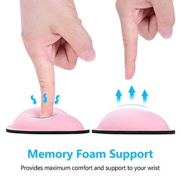 Dapesuom Mouse Wrist Rest, Ergonomic Memory Foam Mouse Wrist Support, Leather Hand Rest Pad Cushion for Gaming, Office, Computer, Laptop, Wireless Mouse, Men, Women, Pain Relief & Easy Typing,Pink