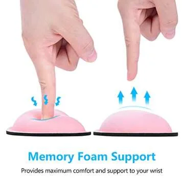 Dapesuom Mouse Wrist Rest, Ergonomic Memory Foam Mouse Wrist Support, Leather Hand Rest Pad Cushion for Gaming, Office, Computer, Laptop, Wireless Mouse, Men, Women, Pain Relief & Easy Typing,Pink