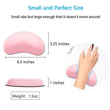 Dapesuom Mouse Wrist Rest, Ergonomic Memory Foam Mouse Wrist Support, Leather Hand Rest Pad Cushion for Gaming, Office, Computer, Laptop, Wireless Mouse, Men, Women, Pain Relief & Easy Typing,Pink