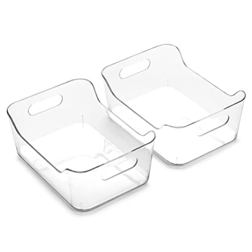 BINO Plastic Storage Bins - Multipurpose Clear Organizers, 2 Pack for Kitchen, Pantry & Bathroom