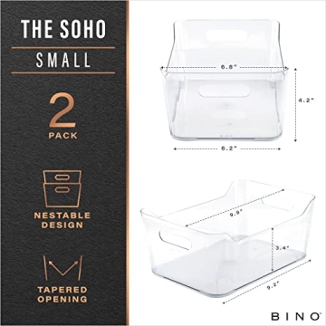 BINO Small Plastic Storage Bins - 2 Pack for Organizing