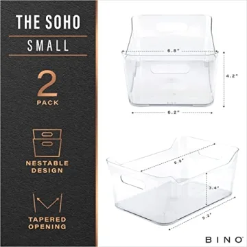 BINO Small Plastic Storage Bins - 2 Pack for Organizing
