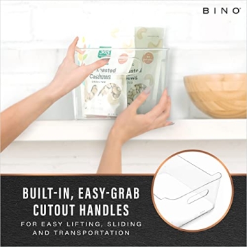BINO Small Plastic Storage Bins - 2 Pack for Organizing