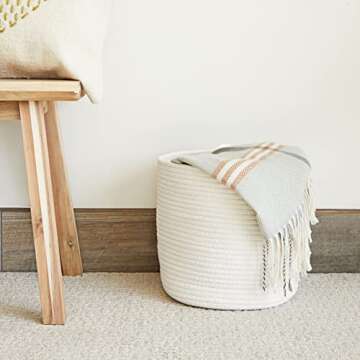 Juvale 2 Pack White Woven Basket Planters for Indoor Plants with Plastic Liner, Bohemian Style Decorative Storage for Home (11 in)