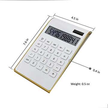Solar Gold Calculator Standard Function Desktop Calculator LCD 10-Digit Desktop Calculator for Offic...