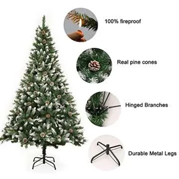 GIGALUMI 6ft Artificial Christmas Tree With Pine Cones
