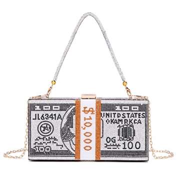 Covelin Dollar Clutch Purse for Women from, Rhinestone Evening Handbag Money Bag Black