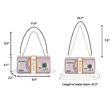 Covelin Dollar Clutch Purse for Women from, Rhinestone Evening Handbag Money Bag Black