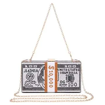 Covelin Dollar Clutch Purse for Women from, Rhinestone Evening Handbag Money Bag Black
