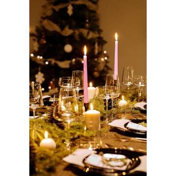 Topsics Taper Candle Pink Set of 4 - Elegant Home Decor