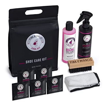 Pink Miracle Shoe Care Kit - Includes 8 oz. Shoe Cleaner and Brush, The Protector Sneaker Repellent ...