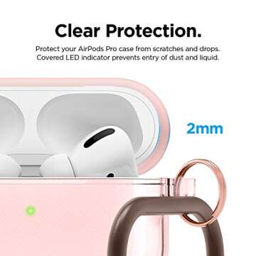 elago Compatible with AirPods Pro Case Clear - High Rating, TPU Transparent Shockproof, Protective Case Cover with Keychain, Gel Tape Included, Wireless Charging [Lovely Pink]