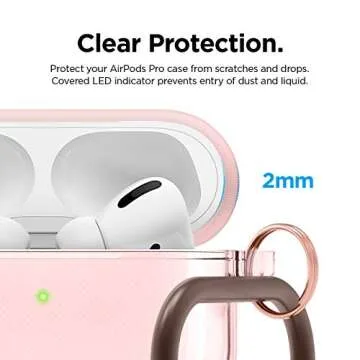 elago Compatible with AirPods Pro Case Clear - High Rating, TPU Transparent Shockproof, Protective Case Cover with Keychain, Gel Tape Included, Wireless Charging [Lovely Pink]