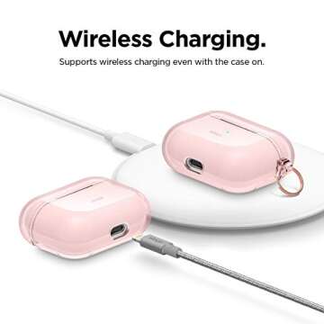 elago Compatible with AirPods Pro Case Clear - High Rating, TPU Transparent Shockproof, Protective Case Cover with Keychain, Gel Tape Included, Wireless Charging [Lovely Pink]