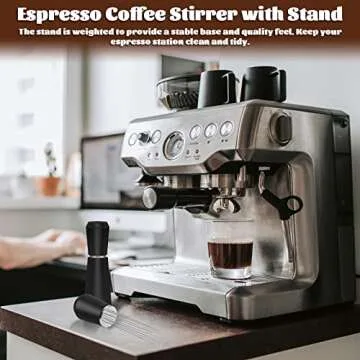 Jeymei WDT Espresso Tool Metal Black Espresso Coffee Stirrer Heavy Duty 8Pin WDT Espresso Distribution Tool for Barista 304 Stainless Steel Large Coffee Tool Ground Needle Whisk Distributor with Stand