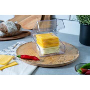 Pikanty American Sliced Cheese Holder | Airtight Storage Container for Fridge | Hinged Lid | Dishwasher Safe | Holds 24 Slices | Made in USA