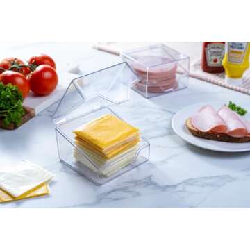 Pikanty American Sliced Cheese Holder | Airtight Storage Container for Fridge | Hinged Lid | Dishwasher Safe | Holds 24 Slices | Made in USA