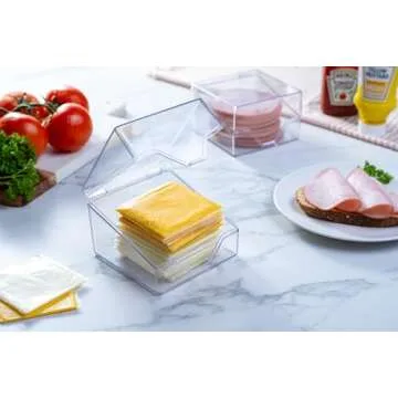 Pikanty American Sliced Cheese Holder | Airtight Storage Container for Fridge | Hinged Lid | Dishwasher Safe | Holds 24 Slices | Made in USA