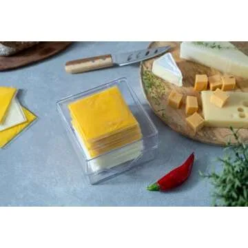 Pikanty American Sliced Cheese Holder | Airtight Storage Container for Fridge | Hinged Lid | Dishwasher Safe | Holds 24 Slices | Made in USA