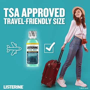 Listerine Zero Alcohol Mouthwash, Less Intense Alcohol-Free Oral Care Formula for Bad Breath, Cool M...