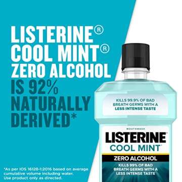 Listerine Zero Alcohol Mouthwash, Cool Mint Flavor 3.2 fl. Oz