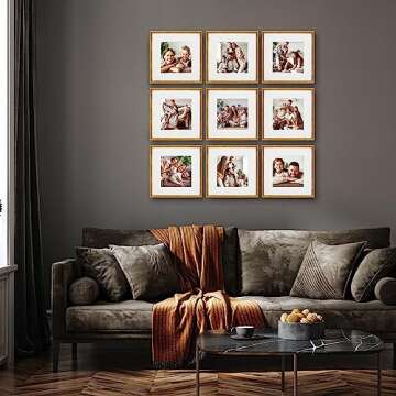 Sheffield Home 9 Piece Gallery Wall Frame Set - Antique Bronze 12x12