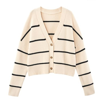 LILLUSORY Women's Cropped Cardigan Oversized Button Sweaters for Fall Style