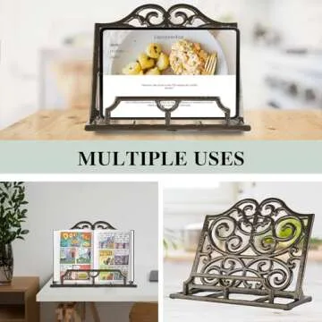 Vintage Cast Iron Cookbook Stand for Kitchen & Home Decor