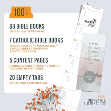 OFFILICIOUS Boho Bible Book Tabs – 100 Soft-Touch, Laminated Bible Tabs for Holy Bible – Durable...