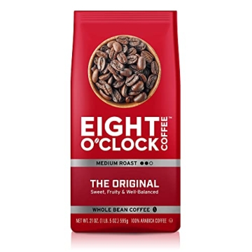 Eight O'Clock Coffee Original Medium Roast Whole Bean, 21oz Pack