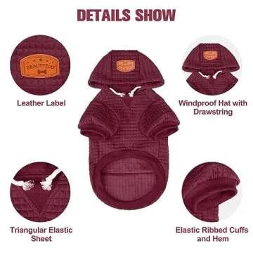 BEAUTYZOO Dog Hoodie for Small Medium Large Dogs, Winter Fall Warm Dog Clothes for Puppy S M Sized Dogs Girl Boy, Dog Sweater Shirt Hoodies with Pocket Bulldog Pitbull Cat Clothing Coat