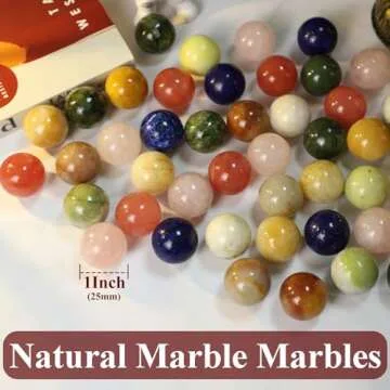 HOROW 15.7 Inches Large Marble Solitaire Board Game Wooden Classic Natural Stone Marbles Solitaire Game Set Containing 36 Colored Natural Stone Marbles Strategy and Smart Games (Red Peach Color)