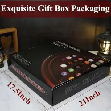 HOROW 15.7 Inches Large Marble Solitaire Board Game Wooden Classic Natural Stone Marbles Solitaire Game Set Containing 36 Colored Natural Stone Marbles Strategy and Smart Games (Red Peach Color)