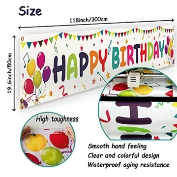 Large Colorful Happy Birthday Banner 118x19.7 Inch