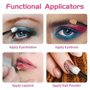 Cuttte Eyeshadow Applicators Makeup Brushes - 60PCS Disposable Eyeshadow Brush, Dual Sides Eye Shadow Applicator Sticks, 2.44 Inch Eye Makeup Tools, Black