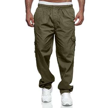 Men's Cargo Pants Relaxed Fit Sport Pants Jogger Sweatpants Drawstring Outdoor Trousers with Pockets