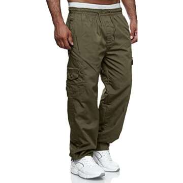 Men's Cargo Pants Relaxed Fit Sport Pants Jogger Sweatpants Drawstring Outdoor Trousers with Pockets